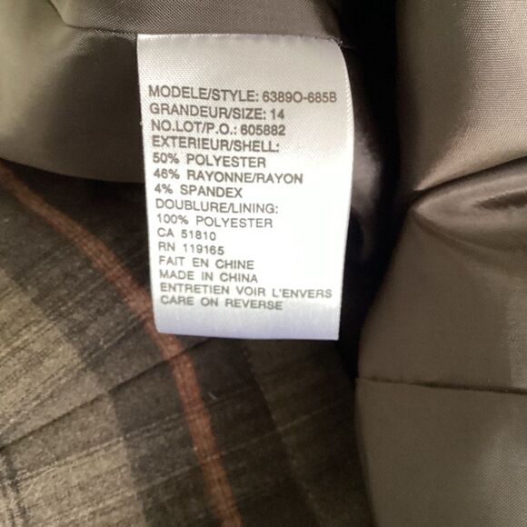 Tribal dark green plaid jacket blazer size 14.  0318 - Picture 9 of 9